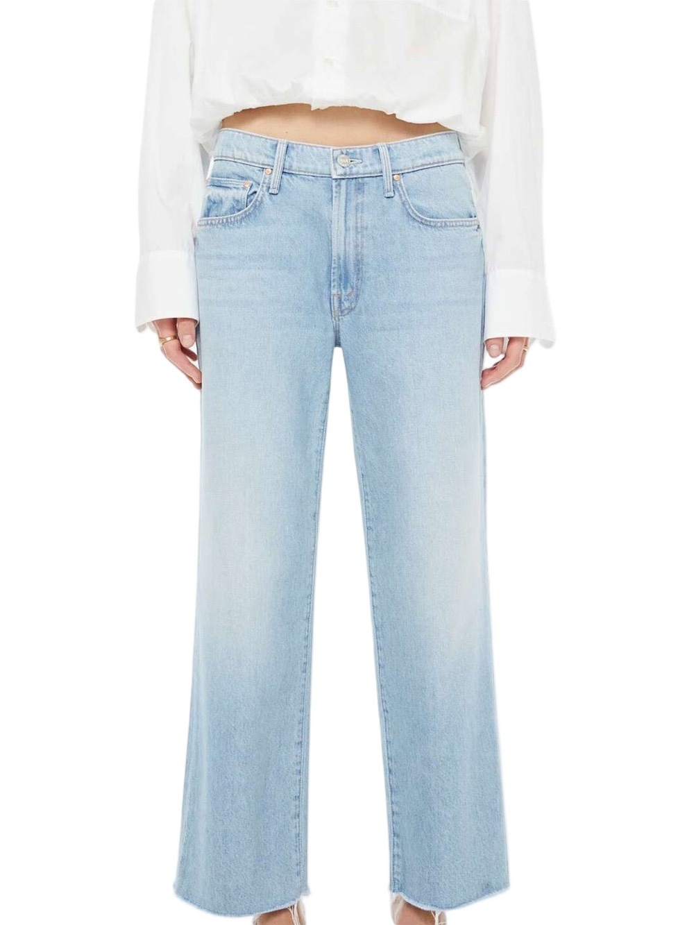MOTHER Mid Rise Rambler Zip Ankle Sz 32 Light Denim